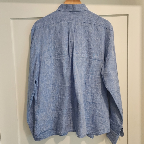 Banana Republic Mens 100% Linen Light Blue Button Shirt Standard Fit Medium - Picture 3 of 6